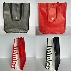 🆕 LULULEMON 2 Reusable Tote Bundle Carryall Handbag Shopping Bag Black & Red NEW